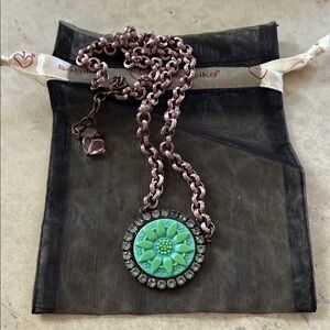 Sabika Winter 2020 Green Floral Medallion Necklace